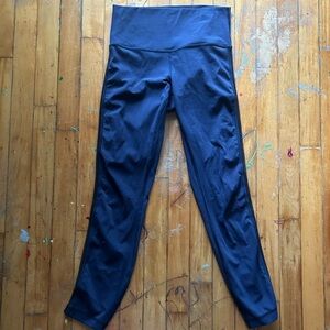 Lululemon navy High-Waisted Leggings witb side sheer stripe
